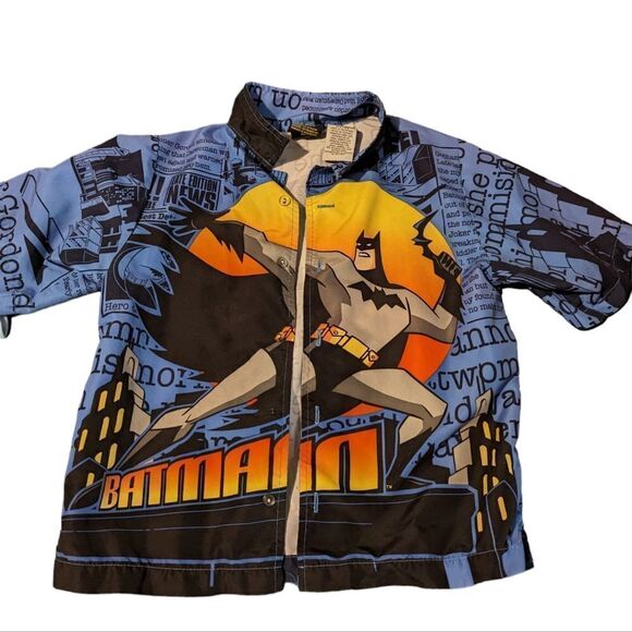 Boys Batman vintage button up‎ all over graphic print top - Picture 1 of 5